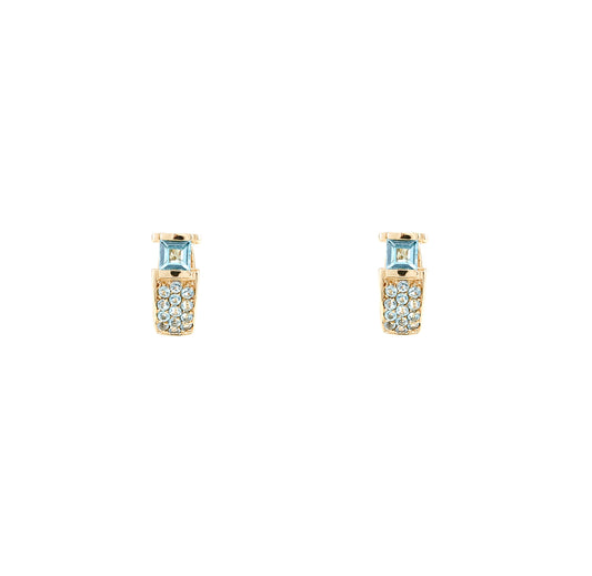 Gerry Weber hoop earrings yellow gold 585 14K blue topaz gold hoop earrings women's jewelry earrings