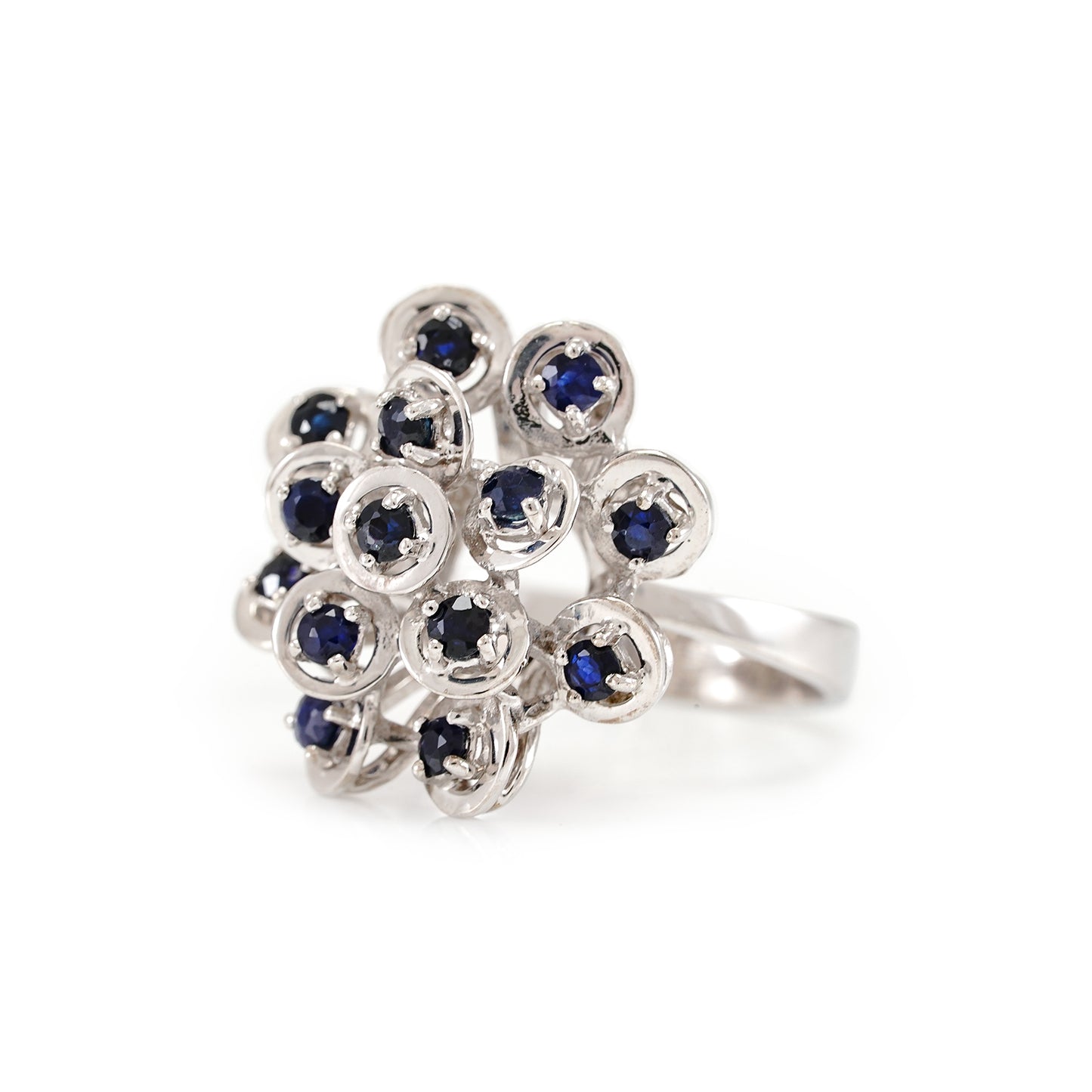 Cocktail ring statement ring sapphire white gold 14K women's jewelry gemstone jewelry