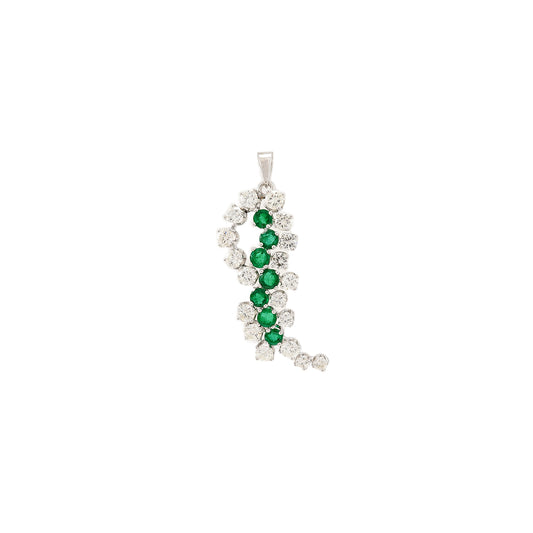 Diamond pendant with emeralds made of 750 white gold chain pendant gold pendant jewelry