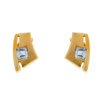 Stud earrings blue topaz yellow gold 333 gold earrings gold earrings precious stone jewelry