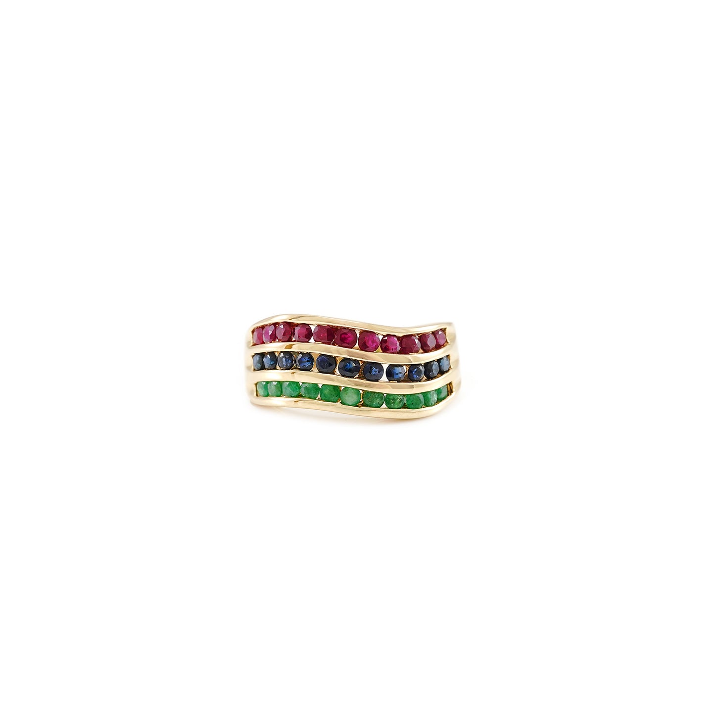 Vintage Edelsteinring Saphir Smaragd Rubin Gelbgold 14K Goldring gemstone ring