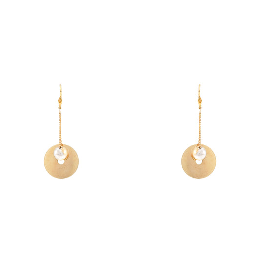 Bicolor earrings yellow gold white gold 8K women's jewelry gold earrings earrings