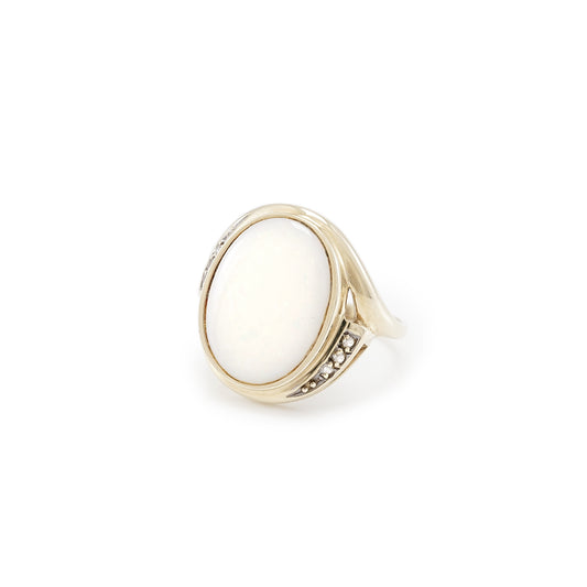 Yellow gold ring opal doublet 375 zirconia women's ring RW 53 women's jewelry gold ring
