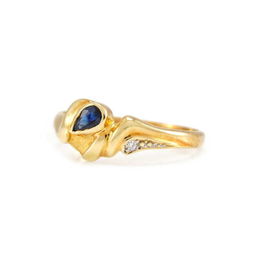 Gemstone ring sapphire diamond yellow gold 14K women's jewelry gold ring gemstone ring