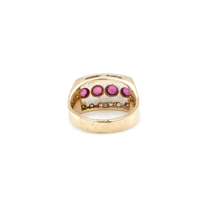 Vintage diamond ring tourmaline bicolor yellow gold white gold 14K gold ring diamond ring