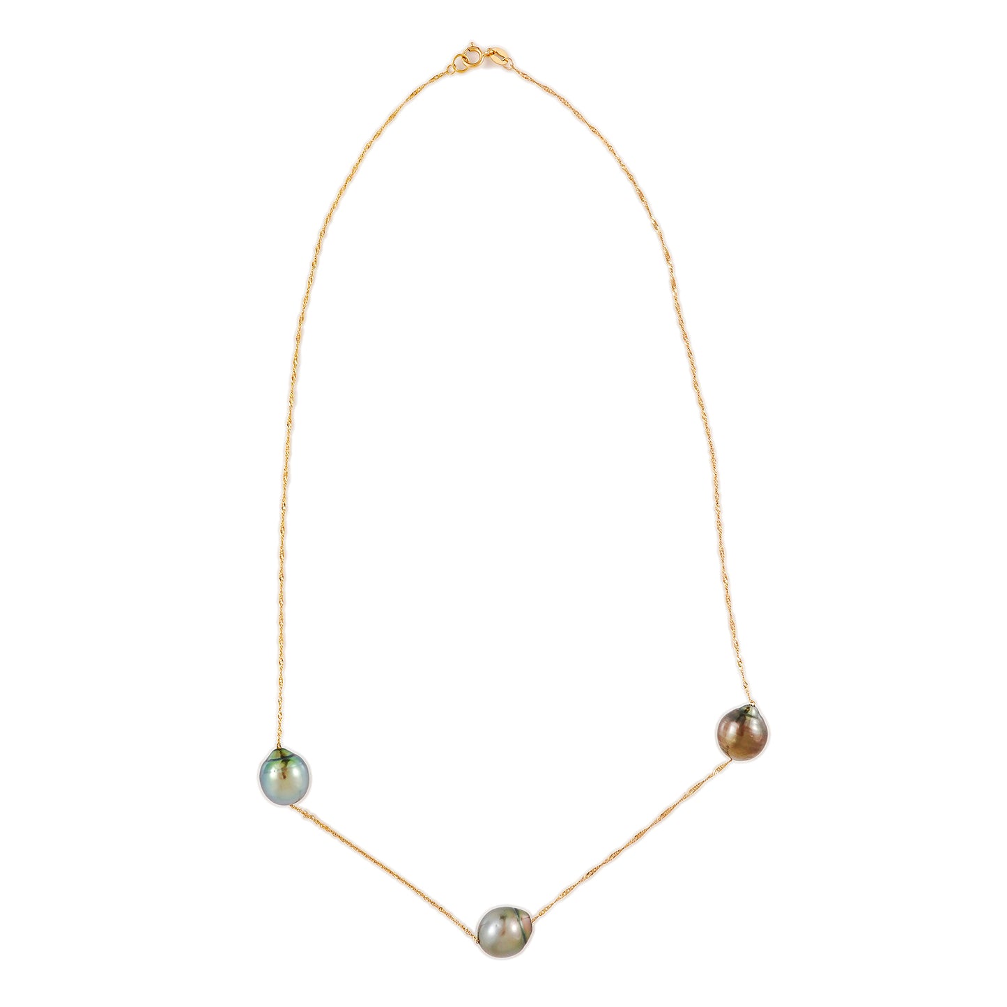 Perlencollier Gelbgold 14K Damenschmuck Singapurkette Tahitiperle pearl necklace