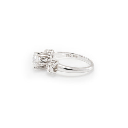 Art Deco engagement ring 18K white gold ring with diamond solitaire ring engagement ring