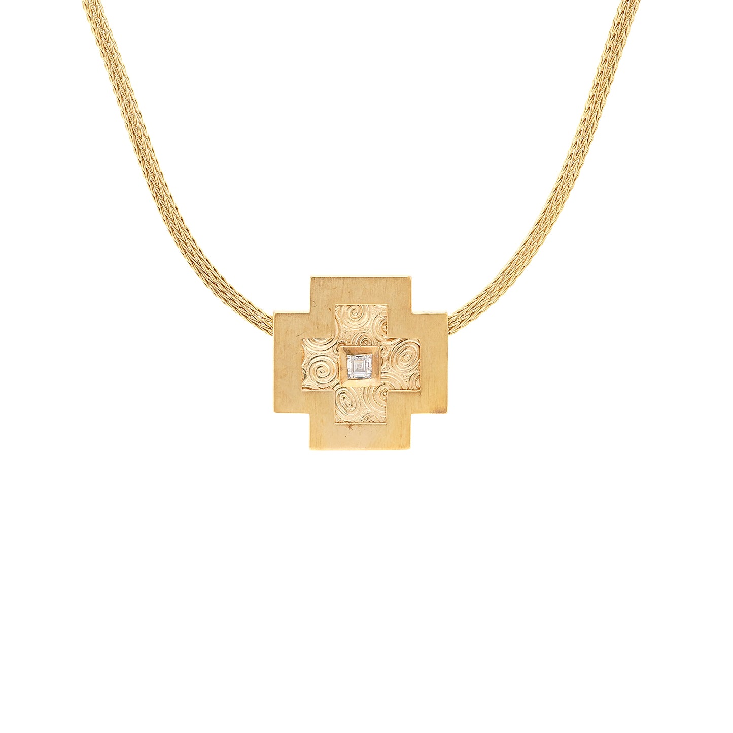 Collier Kette Anhänger Kreuz Zirkonia Gelbgold 45cm Damenschmuck Geschenk Goldschmuck