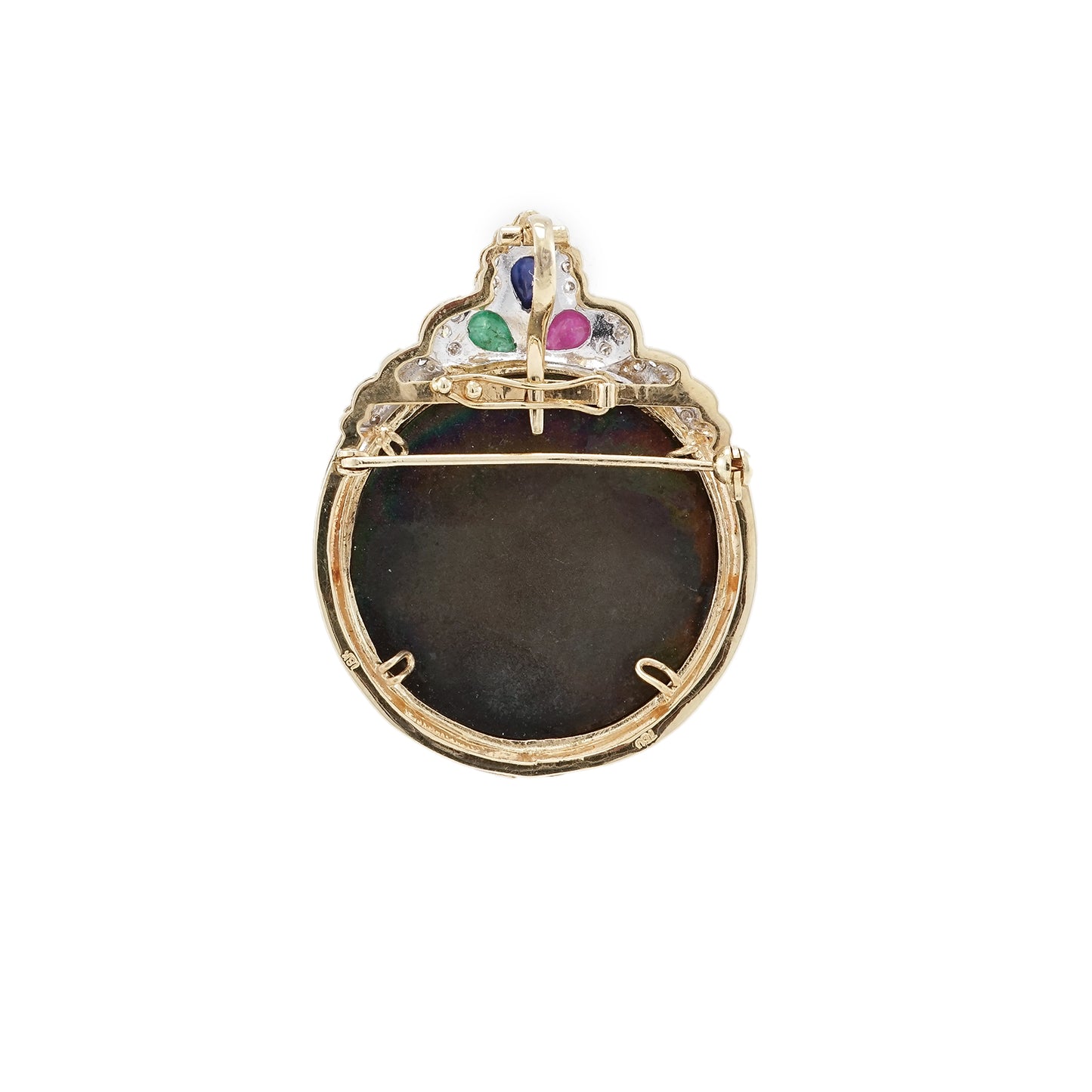 Vintage brooch pendant scorpion 750 yellow gold gemstone jewelry old cut diamond
