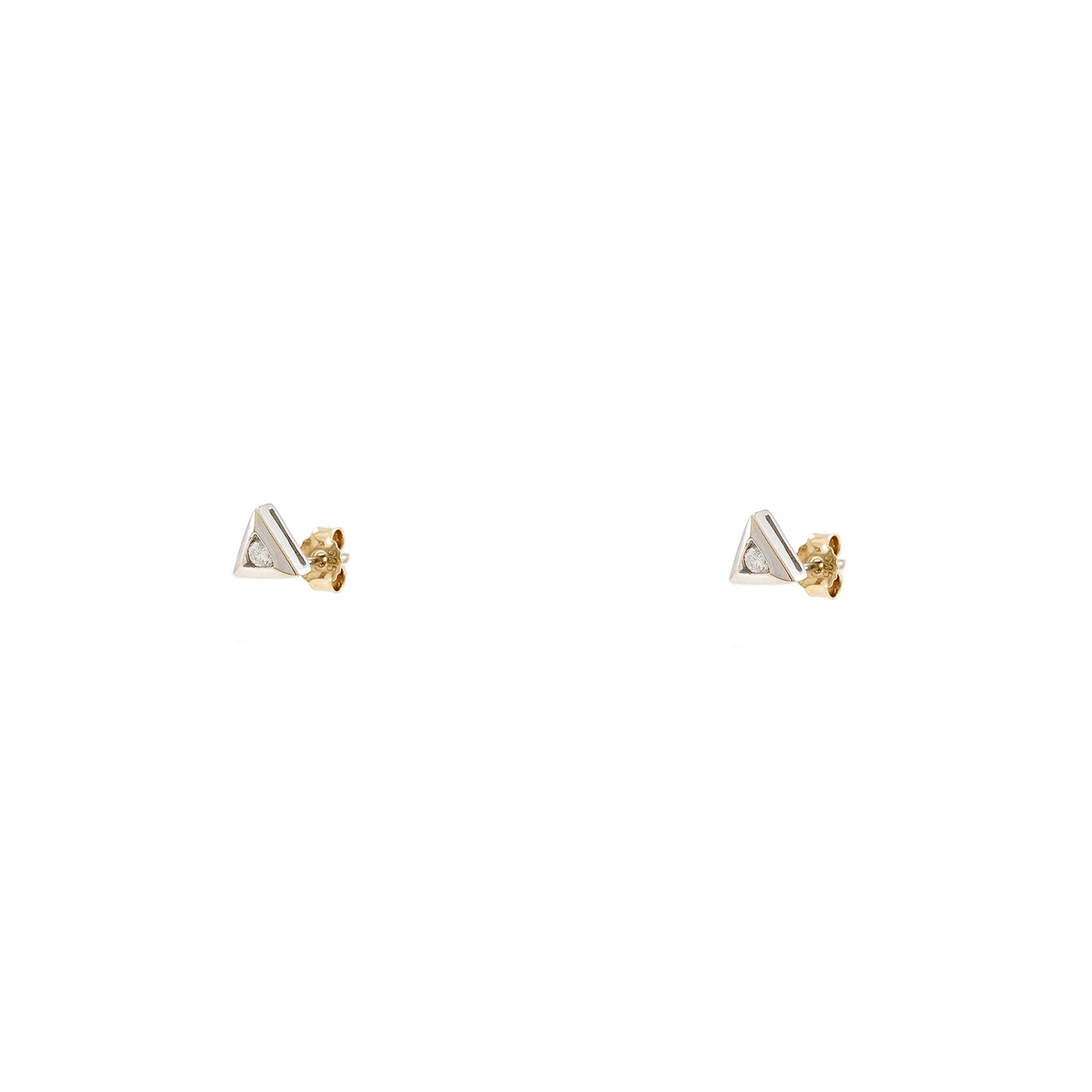 Diamond stud earrings 585 gold bicolor yellow gold white gold earrings unisex