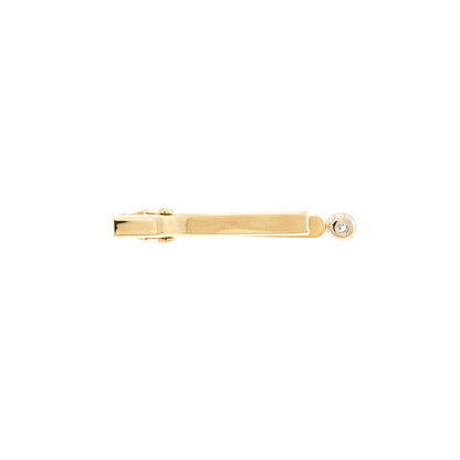 Elegant tie clip diamond brilliant yellow gold 585 14K men's jewelry