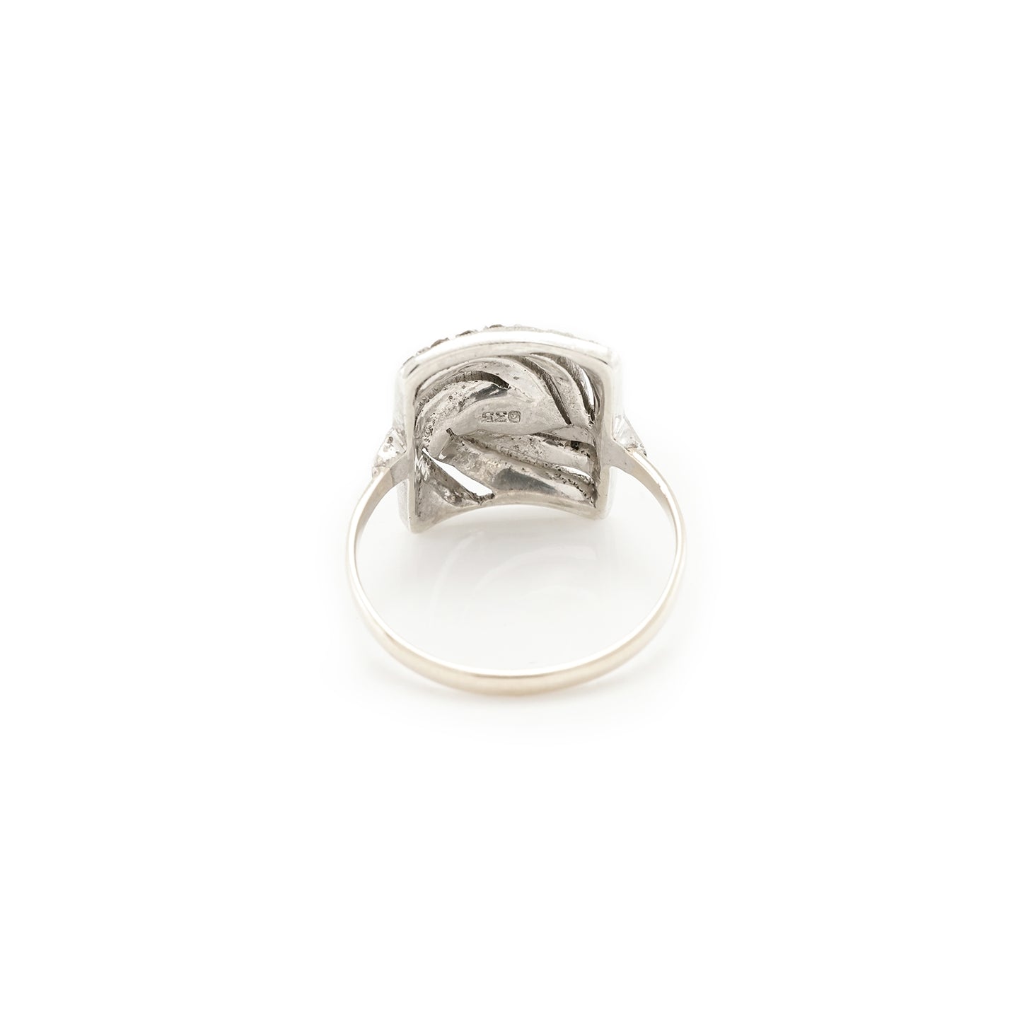 Vintage ring zirconia 333 8K white gold 935 silver RW54 women's ring women's jewelry