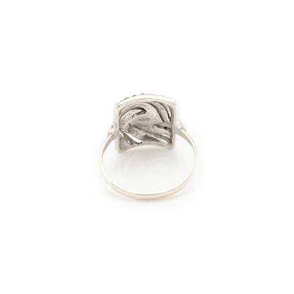 Vintage ring zirconia 333 8K white gold 935 silver RW54 women's ring women's jewelry