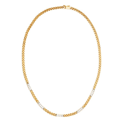 Diamond necklace in bicolor yellow gold white gold 750 18K gold chain diamond necklace