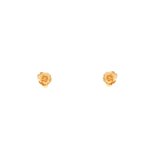 Unique citrine stud earrings rose in yellow gold 585 14K women's jewelry gemstone earrings