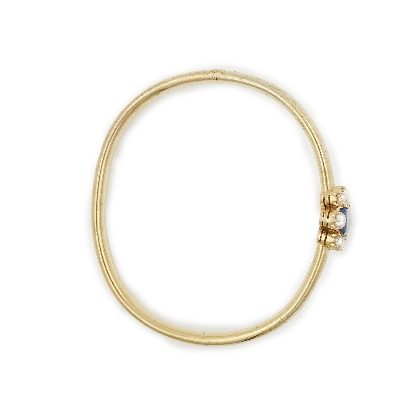 Bangle Art Deco Topaz Baroque Pearl 750 18K Yellow Gold Women's Jewelry Gold Hoop Bracelet
