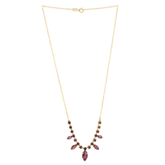 Necklace yellow gold garnet 333 8K 42cm women's jewelry gold chain garnet jewelry
