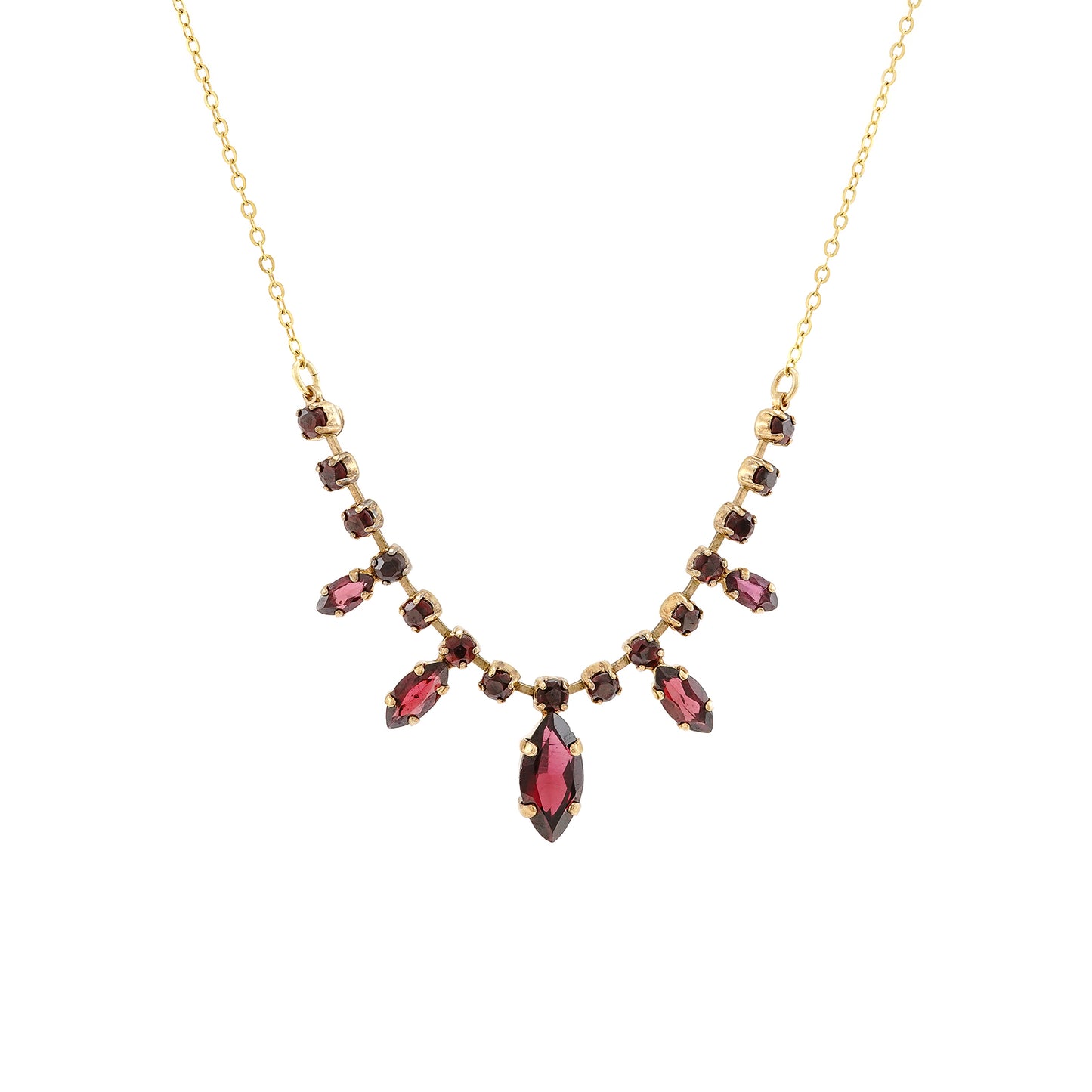 Necklace yellow gold garnet 333 8K 42cm women's jewelry gold chain garnet jewelry