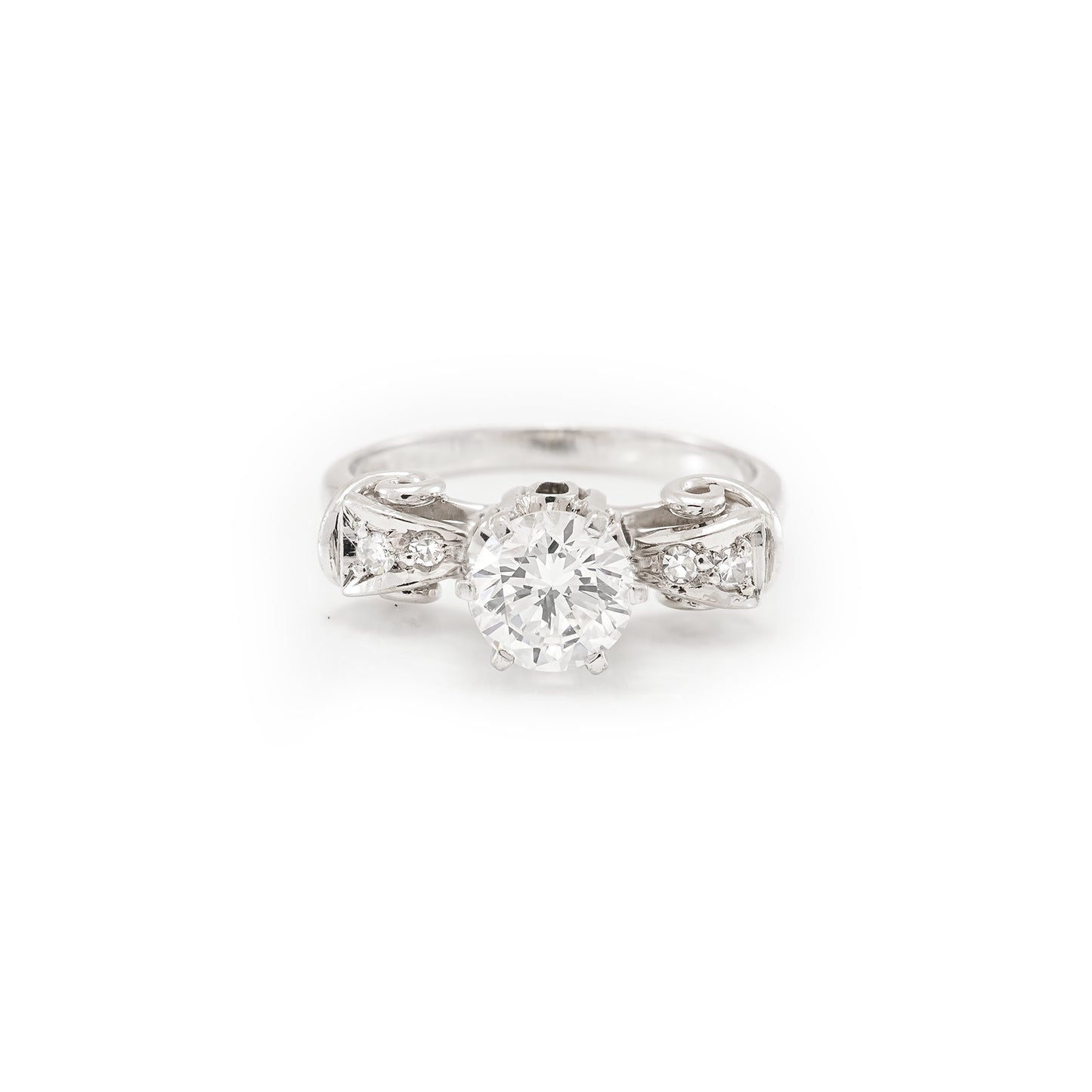 Art Deco Verlobungsring 18K Weißgoldring mit Diamant Solitärring engagement ring