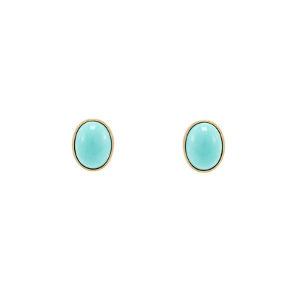 Hoop earrings women's 750 gold turquoise omega clasp gold jewelry earrings