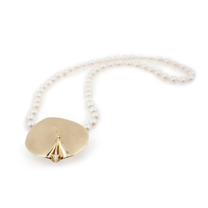 Akoya pearl necklace 18K yellow gold 44cm diamond jellyfish women's necklace jewelry clasp