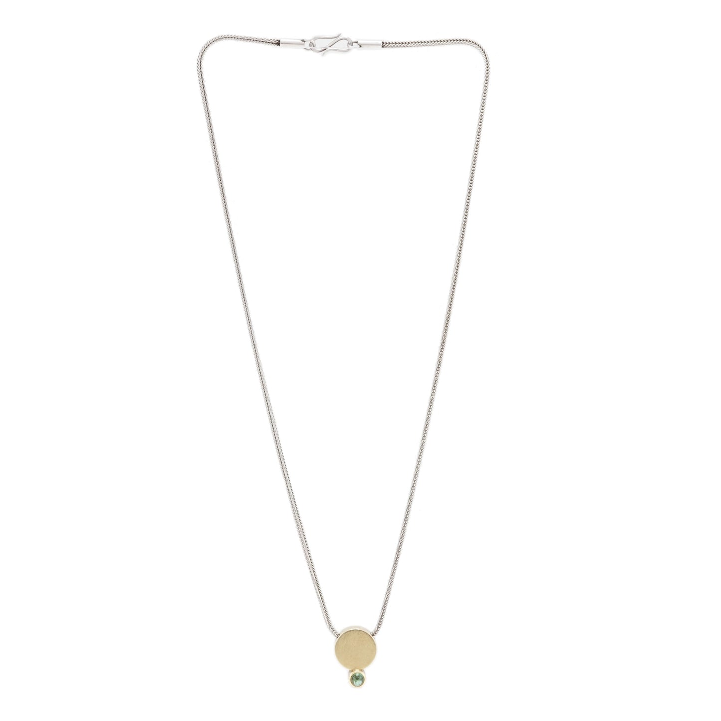 Pendant yellow gold 18K tourmaline women's jewelry silver chain foxtail 925 47cm