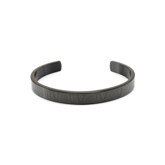 Black bangle with Roman numbers made of stainless steel bangle bracelet bangle