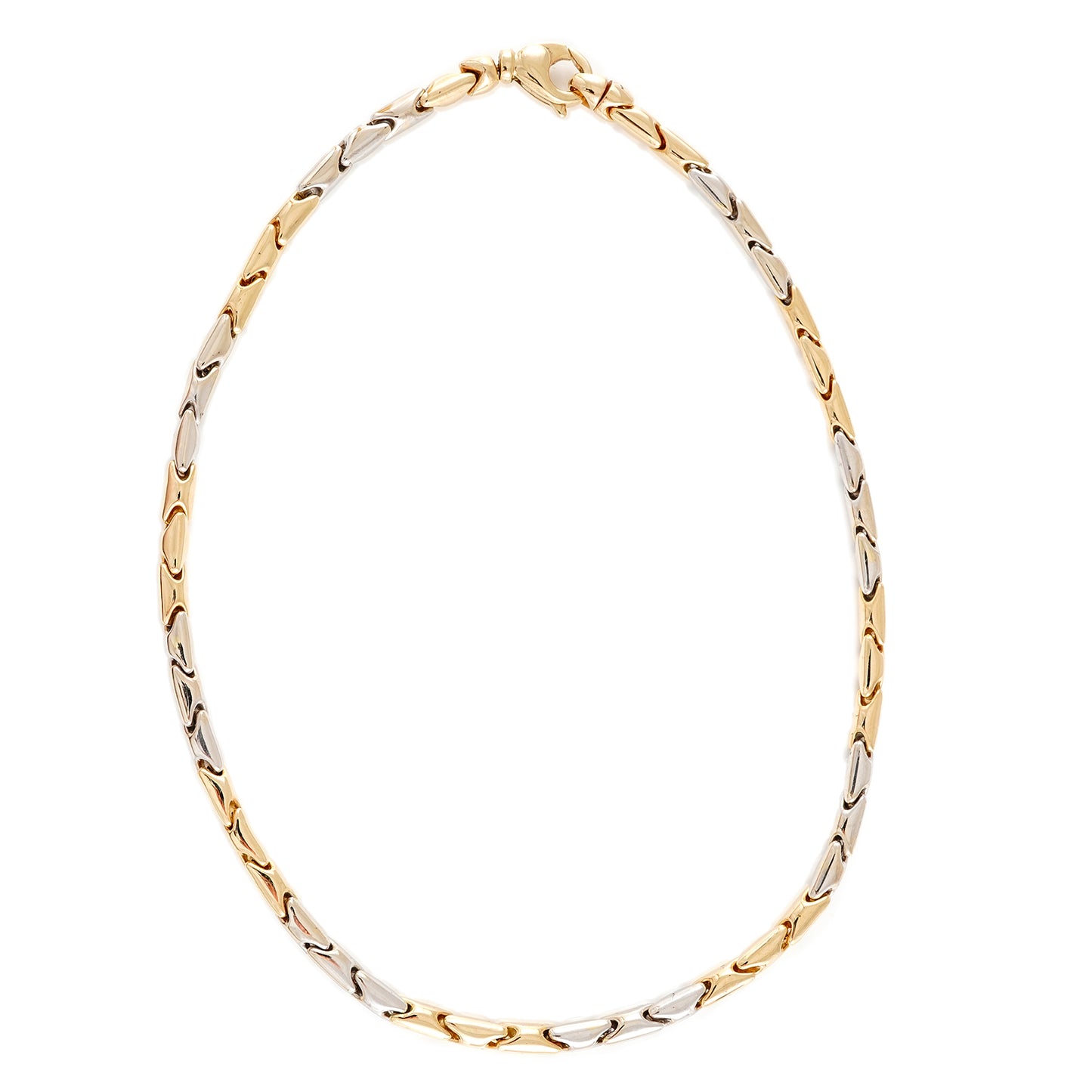 Bicolor Collier halbmassiv Gelbgold Weißgold 585 14K Damenschmuck gold necklace