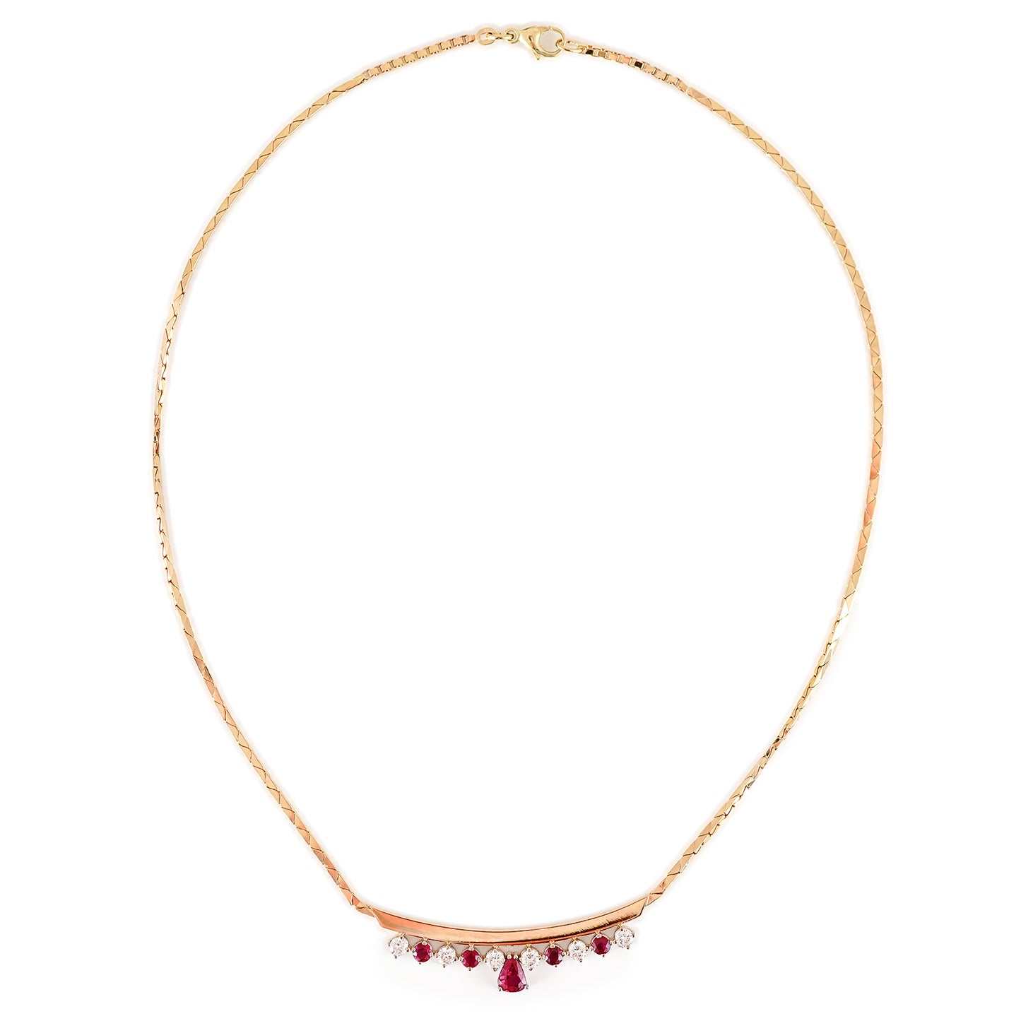 Collier Rubin Diamant Brillant Gelbgold 585 14K 45cm Damenschmuck Halskette
