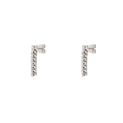 Long hanging stud earrings white gold diamond brilliant 750 18K gold earrings women's jewelry studs