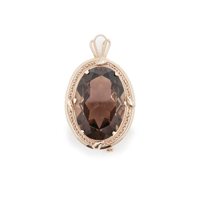 Vintage pendant brooch smoky quartz rose gold 585 14K women's jewelry chain pendant