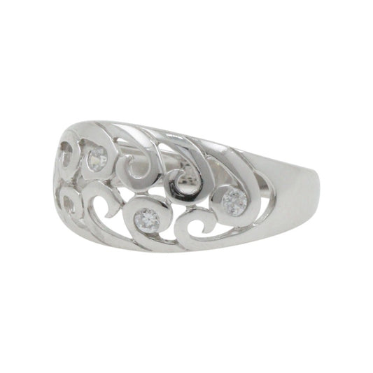 Women's ring white gold ring 585 gold 14K with extraordinary pattern and zirconia