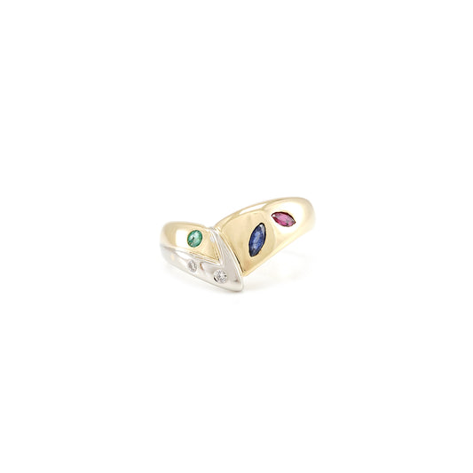 Diamantring Saphir Rubin Smaragd Gelbgold Weißgold 14K Damenschmuck Edelsteinring