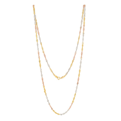 Singapore gold chain in tricolor white gold yellow gold rose gold 333 8K 69cm women's jewelry