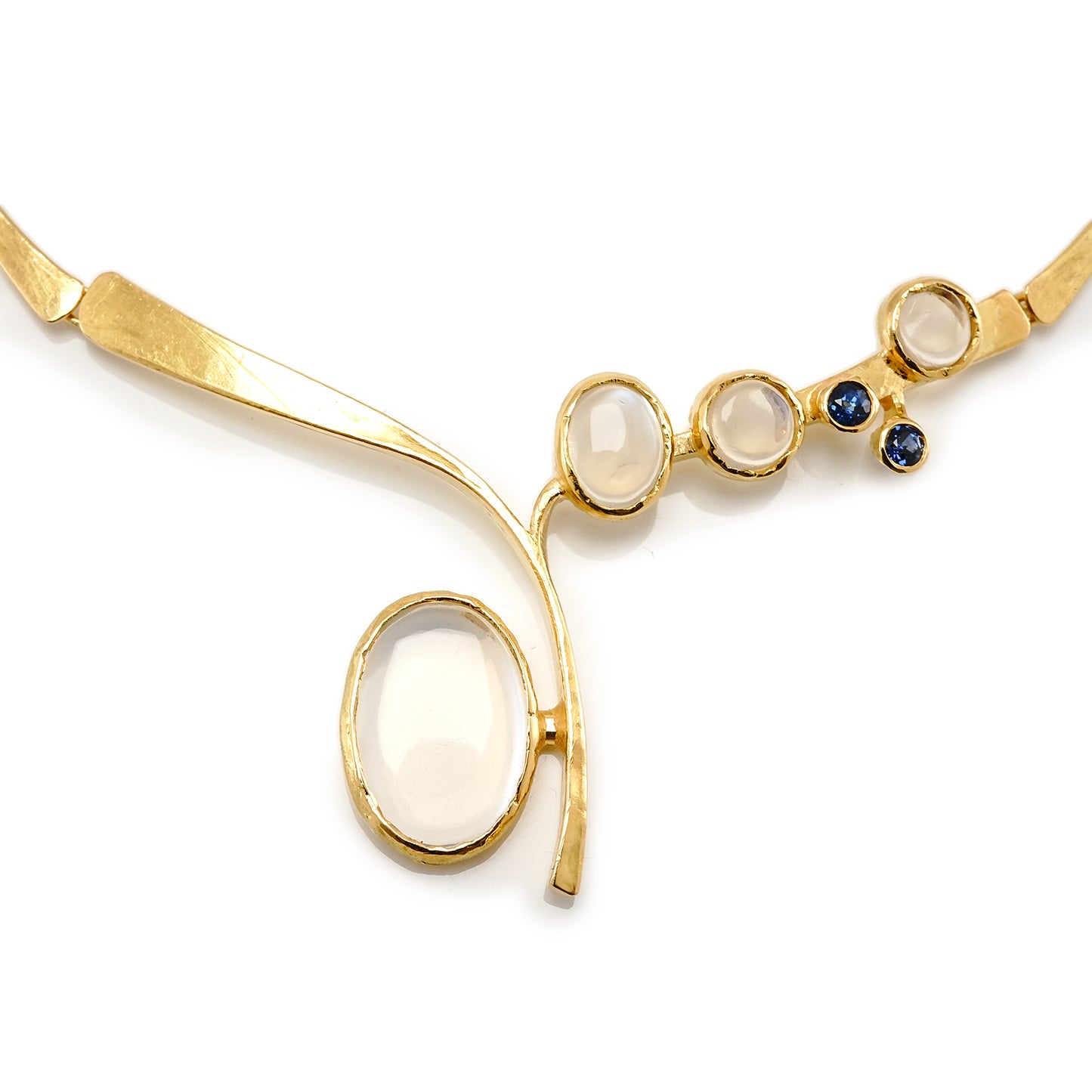 Collier Gelbgold Mondstein Saphir Set Kette 750 18K 42cm Damenschmuck Goldkette
