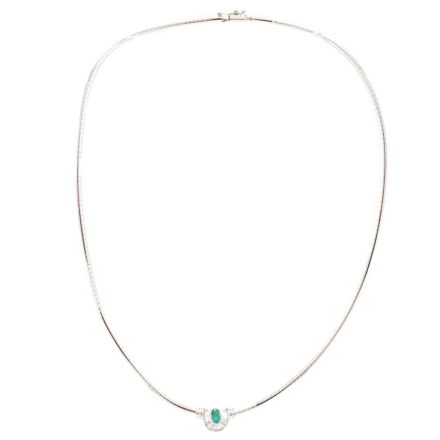 Collier Weißgold Diamant Smaragd 750 18K Halskette 47cm 14,88g Damenschmuck Reif