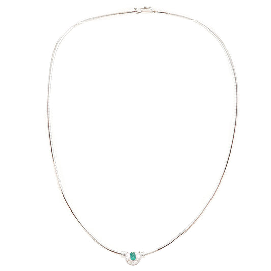 Necklace white gold diamond emerald 750 18K necklace 47cm 14.88g women's jewelry circlet