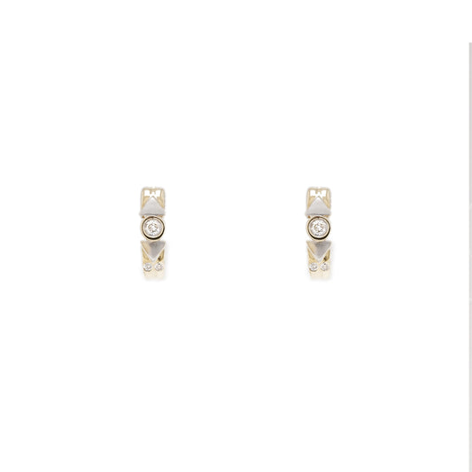 Hoop earrings yellow gold white gold diamond brilliant 750 18K women's jewelry bicolor earrings