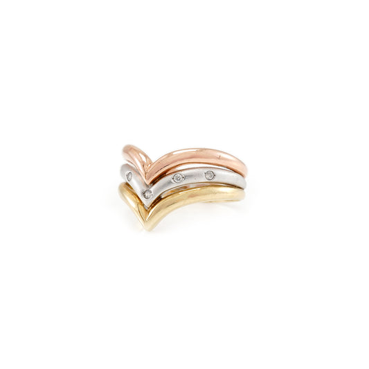 Tricolor Ring Zirkonia Rosegold Weißgold Gelbgold 14K Damenschmuck Goldring