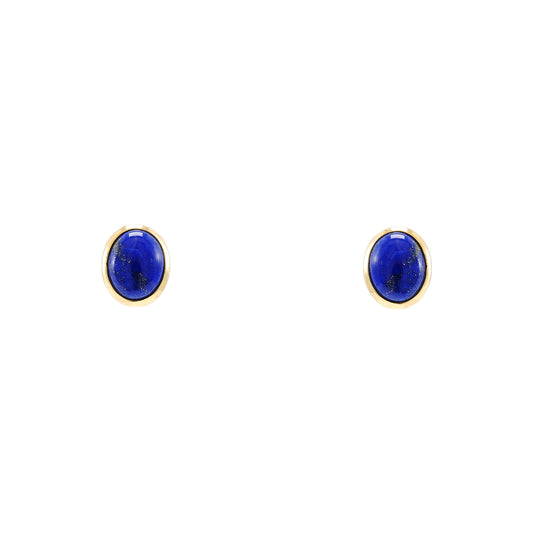Stud earrings lapis lazuli yellow gold 18K women's jewelry gold earrings gemstone earrings