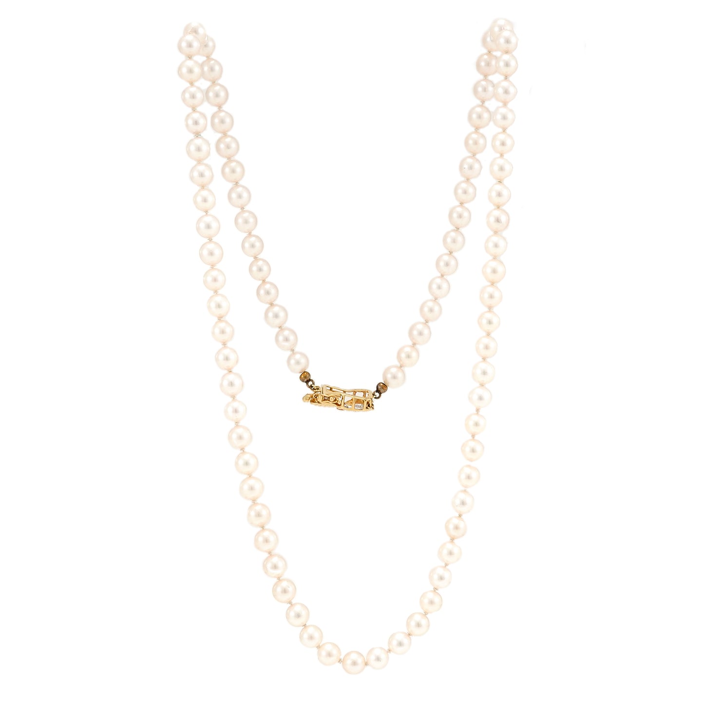 Perlenkette mit Schmuckschliesse und Diamant in Gelbgold 750 18K pearl necklace