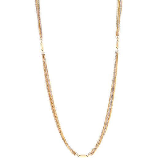 Kette Collier Art Deco Gelbgold Weißgold 750 18K 80cm Damenschmuck Goldkette