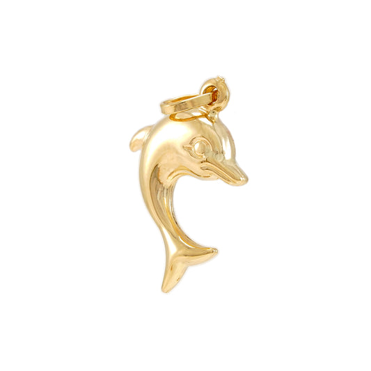 Dolphin pendant 3D yellow gold 14K 585 gold chain pendant women's jewelry pendant