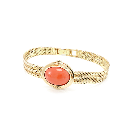 Bracelet yellow gold coral 585 14K 18cm 19.60g jewelry clasp women's jewelry bracelet