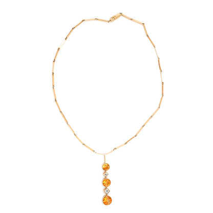 Y-necklace necklace citrine aquamarine yellow gold 585 14K 50cm women's jewelry gold chain