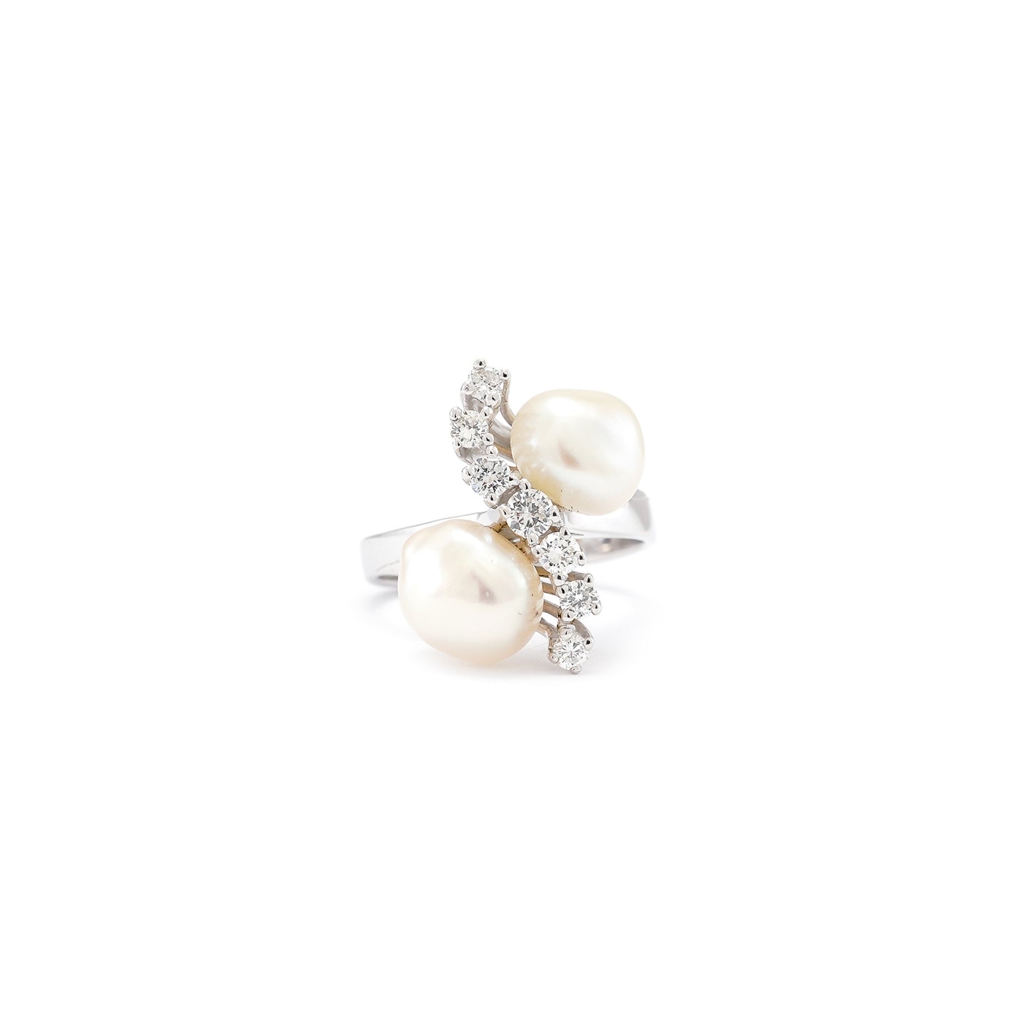 Ring Weißgold Barockperle Diamant Brillant 585 14K RW55 Damenschmuck Perlenring