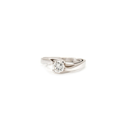 Verlobungsring Diamantring14K Weißgoldring mit 0,42 ct Diamant Solitär Goldring