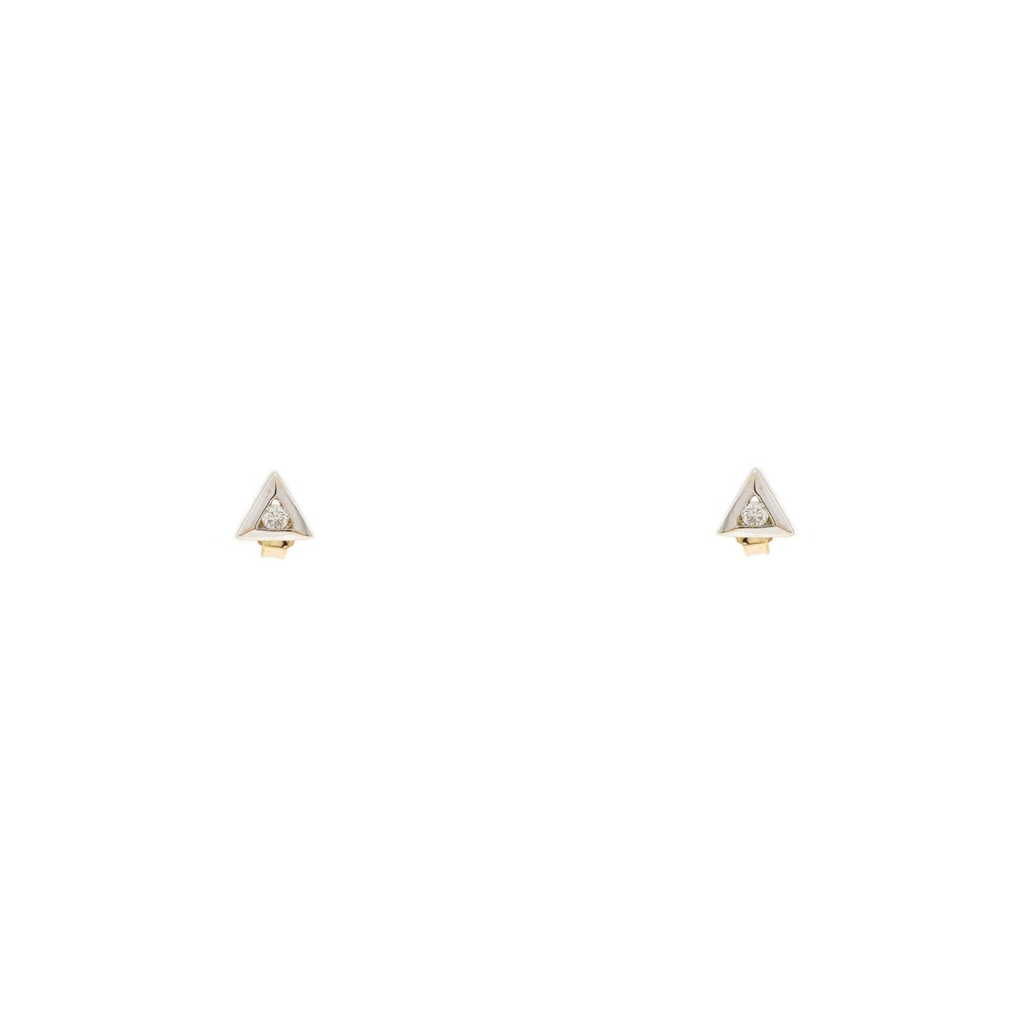 Diamond stud earrings 585 gold bicolor yellow gold white gold earrings unisex