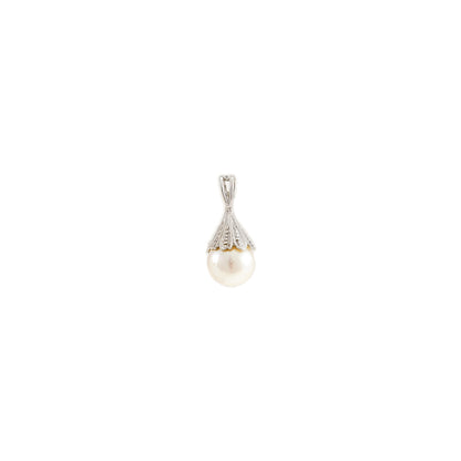 Pearl pendant diamond white gold 18K women's jewelry chain pendant pearl pendant
