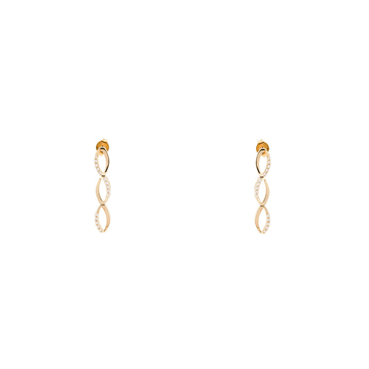 Earrings earrings stud earrings long zirconia yellow gold 14K 585 women's jewelry earrings